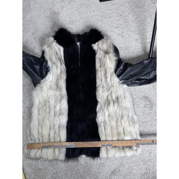 Anastasia VINTAGE GoGo MOD FUR COAT Rabbit Mink Leather Monogram large - Picture 9 of 16
